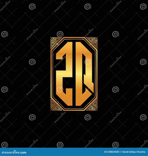 Zq Logo Letter Geometric Golden Style Stock Vector Illustration Of