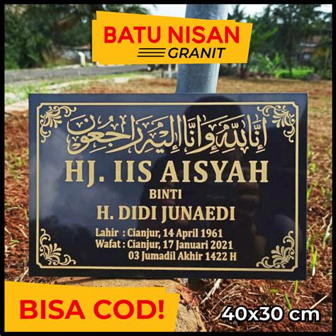 Batu Nisan Granit Murah 30x30 Custom Nama Lazada Indonesia