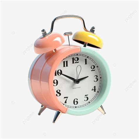 Alarm Clock Pink Green Cartoon Stereoscopic Illustration Alarm Clock