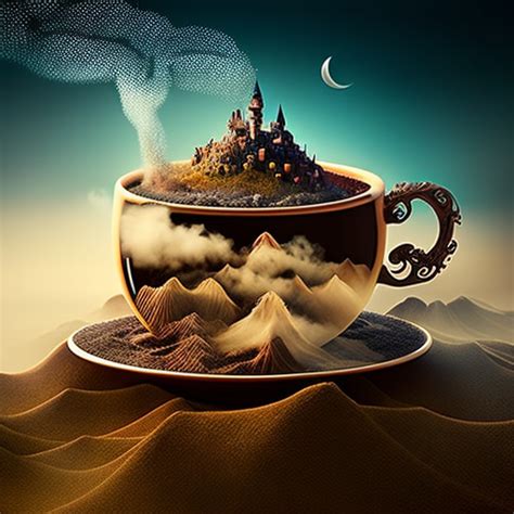 Rough Hare302 Magical Coffee Cup Whimsical Magical Landscape In