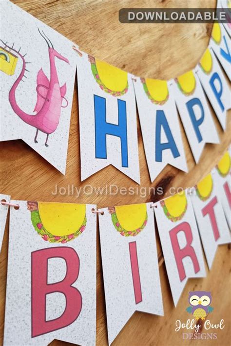 Dragons Love Tacos Birthday Party Banner Decoration Digital Printable