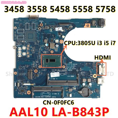 Motherboard Dell Inspiron 3458 I3 Aal10 La B843p Motherboard Dell