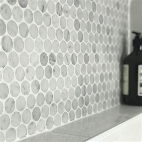 Carrara Penny Round Honed Marble Bathroom Mosaic Size Chip Size