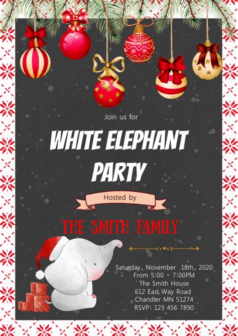 White Elephant Party Invitation Template - Portal Tutorials