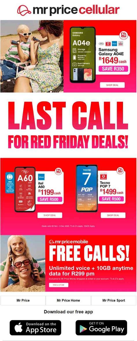 Mr Price Cellular Last Call For Red Friday Deals 30 November 01 December 2023 — Guzzle