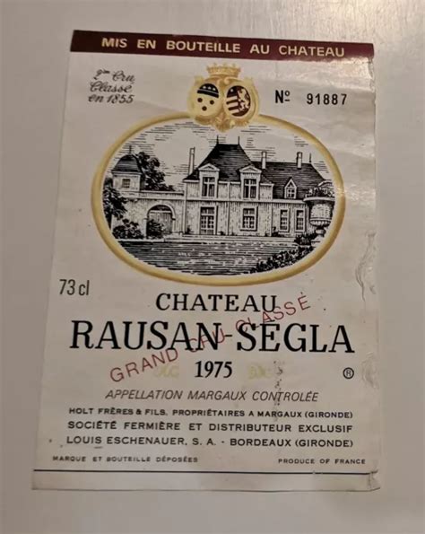 Ancienne Tiquette Vin De Bordeaux Ch Teau Rausan Segla Grand Cru