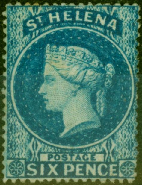 St Helena 1861 6d Blue Sg2 Clean Cut Perf Good Mtd Mint Scarce