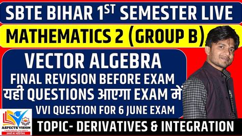 Math Vvi Questions St Semester Group B Vector Algebra Target