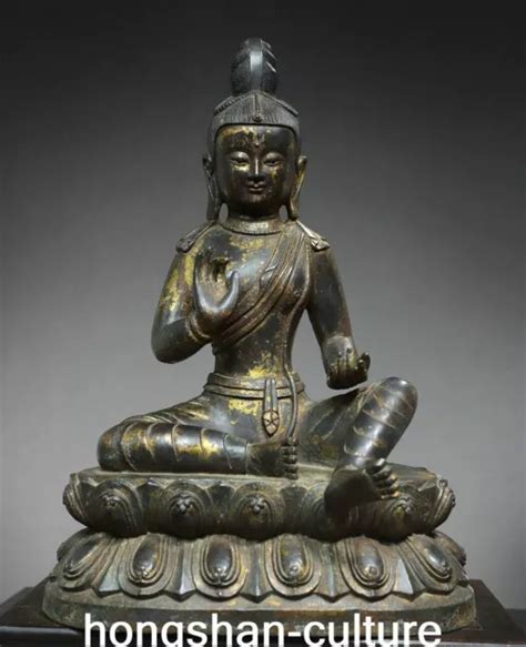 Old Tibet Bronze Gold Green Tara Mahayana Buddhism Enlightenment