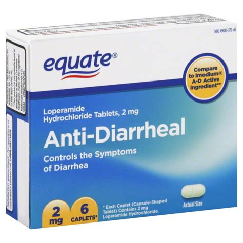 Equate Anti-Diarrheal Relief Hydrochloride Tablets, 2 mg, 6 Count ...