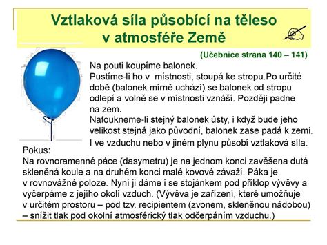 Vztlaková síla působící na těleso v atmosféře Země ppt stáhnout