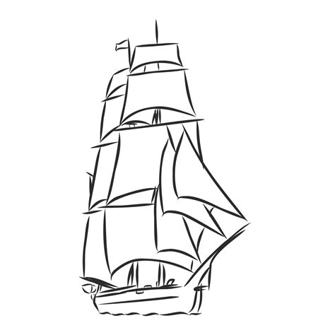 sailing ship vector sketch 17050471 Vector Art at Vecteezy