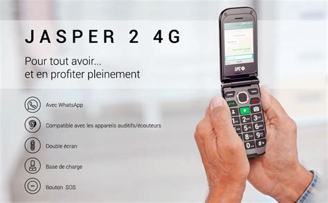 SPC Jasper 2 4G Téléphone Portable Senior à clapet avec Whatsapp