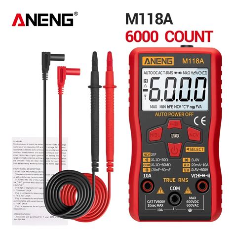 Aneng M118a Digital Mini Multimeter Tester Auto Mmultimetro True Rms Tranistor Meter With Ncv