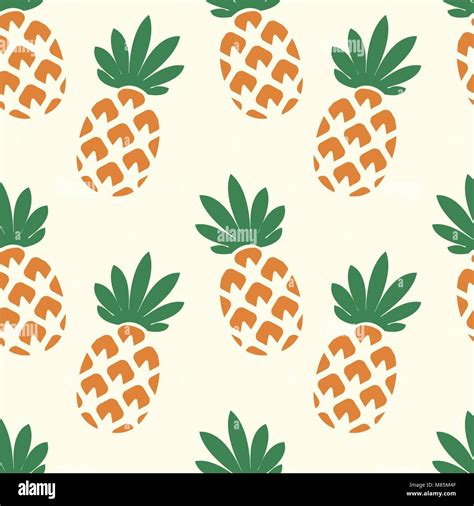 Vector Seamless Pineapple Pattern Repeating Summer Background With