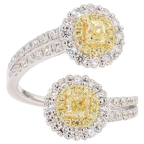 Natural Yellow Cushion Diamond Carat Tw Gold Cocktail Ring For