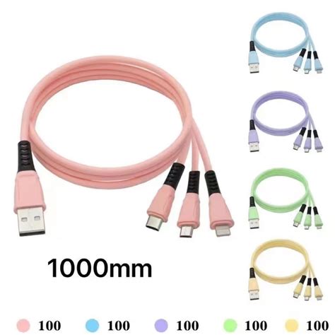 Cabo Usb Carregador Turbo 3 Em 1 Micro Usb Tipo C E IPhone 1 2M