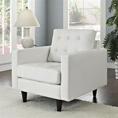 Modway Empress Modern White Faux Leather Accent Chair at Lowes.com