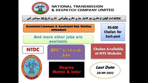 NTDC National Transmission Dispatch Company Wapda Jobs Advertisement