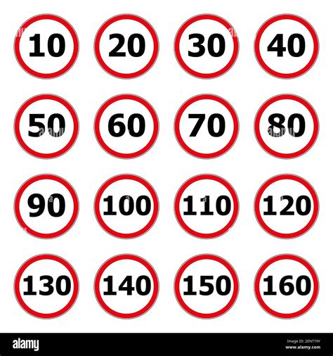 Speed Limit Icon Isolated On White Background Symbol For Speeding Set