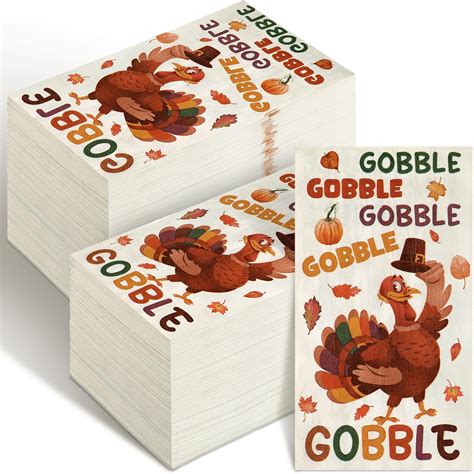 Amazon Karenhi 200 Pcs Gobble Thanksgiving Guest Napkins Gobble