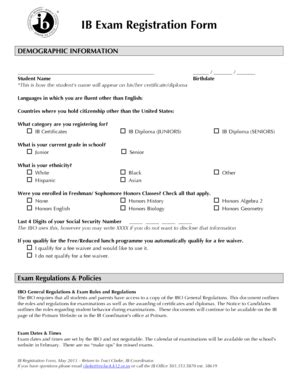 Fillable Online Nclack K Or Ib Exam Registration Form Nclack K Or