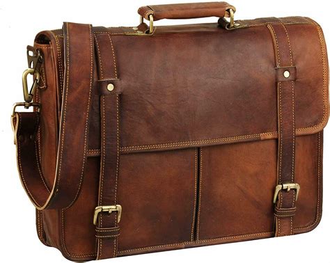 15 Inch Brown Vintage Leather Laptop Messenger Bag for Mens Leather ...