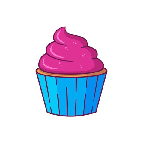 Cupcake Im Flachen Cartoon Stil Premium Vektor