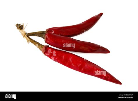 Red Hot Chili Peppers Tied With Rope Isolated On White Clipping Path Stock Photo Alamy