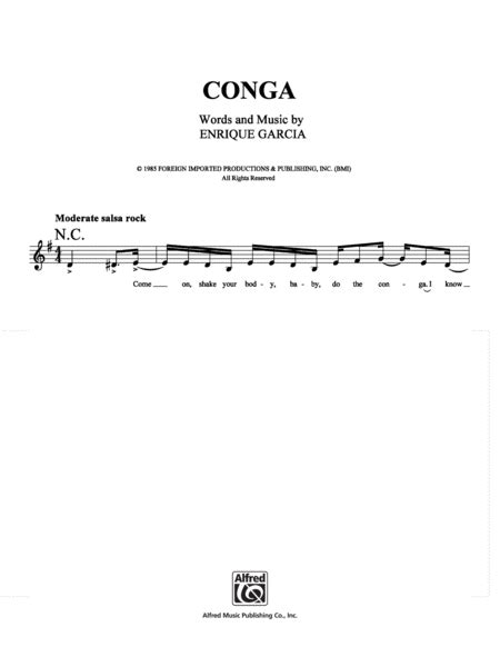 Conga By Gloria Estefan Percussion Digital Sheet Music Sheet