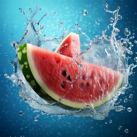 Premium Ai Image Watermelon Slices Floating Water Splash Isolated