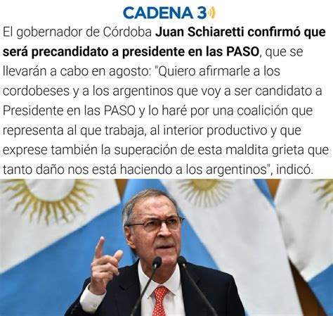 ¿por Qué Es Tendencia On Twitter Juan Schiaretti Porque Anunció