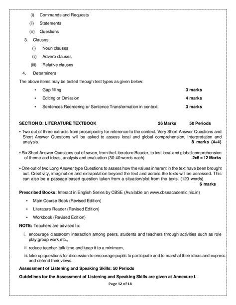 Cbse Class 9 English Communicative Syllabus 2025 New Download Pdf Here Aglasem