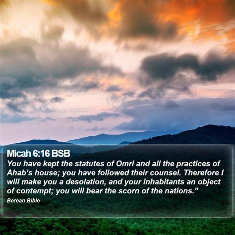 Micah 616 Bsb You Have Kept The Statutes Of Omri And All The