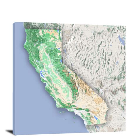 California State Terrain Map 2022 Canvas Wrap