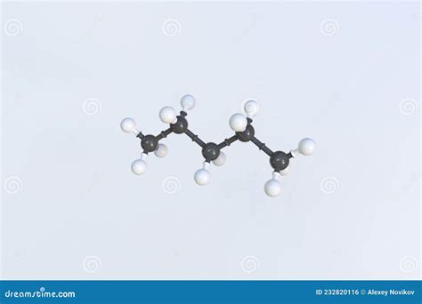 Pentane Molecule Isolated Molecular Model 3d Rendering Stock