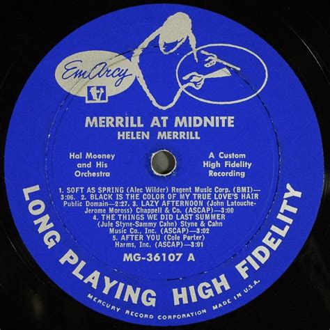 Helen Merrill Merrill At Midnight レコード通販買取はサウンドファインダー