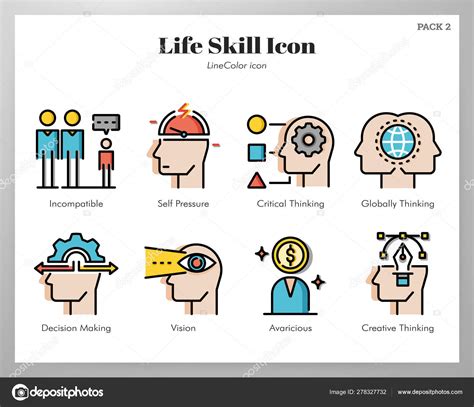 Life Skill Icons Linecolor Pack Stock Vector Image By ©chanut Is