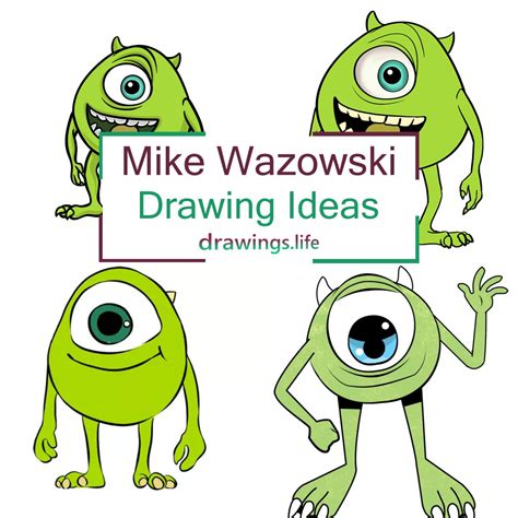 15 One Eye Mike Wazowski Drawing Ideas In Different Poses - Drawings