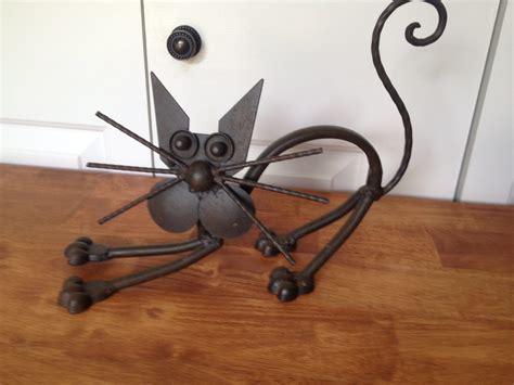 Handmade Scrap Metal Little Cat Sculpture Yardart Etsy