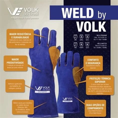 Luva De Solda Weld Smart Volk Do Brasil Soldador Par