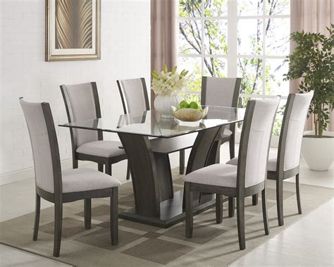 Comedor Rectangular De Cristal C6 Sillas Gris Beltronica