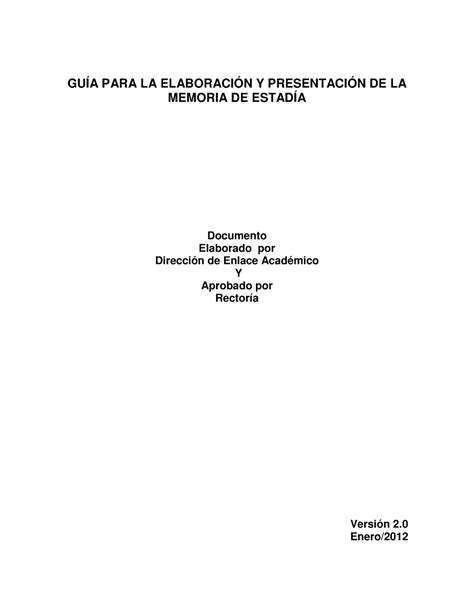 Gu A Para Elaboracion Y Presentacion De Memoria De Estadias Doc