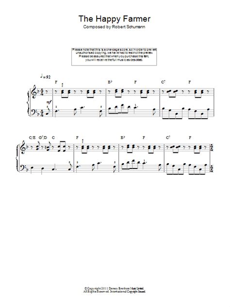 The Happy Farmer By Robert Schumann Sheet Music For Easy Piano At Sheet