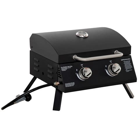 Barbecue à gaz de table portable 2 brûleurs 5 kW noir Leroy Merlin