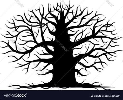 Old Tree Bare Silhouette For Your Design Vector Image