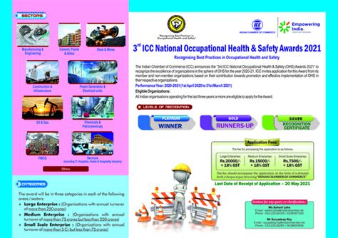 3rd Icc National Occupational Health And Safety Awards 2021 Indian Chamber Of Commerce On Glue Up