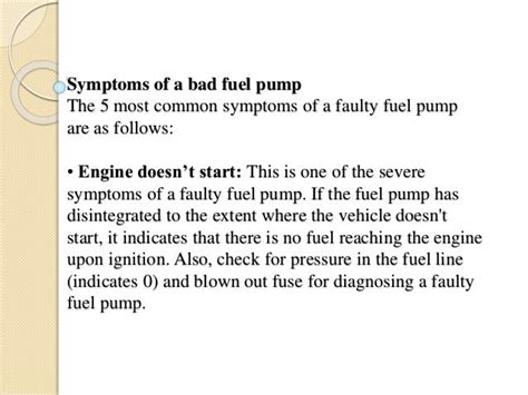 Signs Of A Faulty Fuel Pump