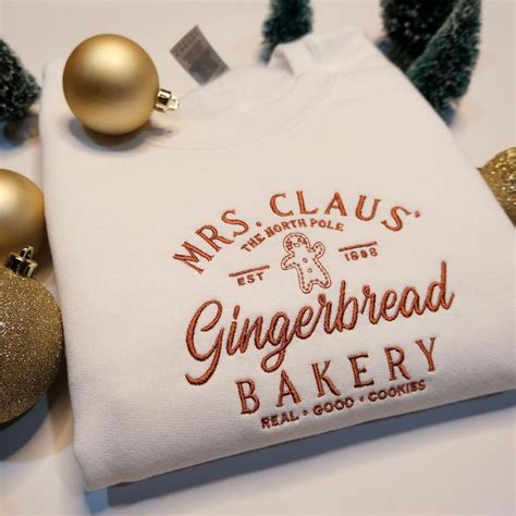 Gingerbread Bakery Embroidered Christmas Sweatshirt Crewneck Pullover