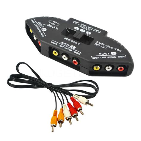 Audio Video Av Rca Switch Splitter Selector 3 To 1 Rca Composite Av Cable For Stb Tv Dvd Player